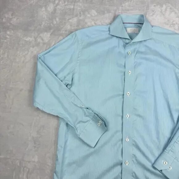 ETON Men’s Dress Shirt - Light Blue Micro-Stripe - Size 41/16, Contemporary Fit - Picture 4 of 11